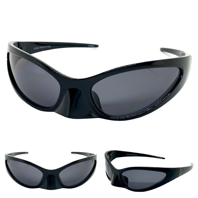 Classic Modern Retro Raver Party Bat SUNGLASSES Funky Black Frame 80152