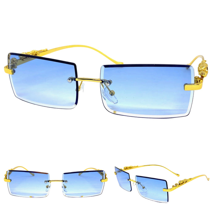 Classy Elegant Modern Contemporary Style SUNGLASSES Gold Rimless Frame 5150