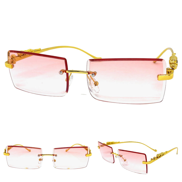 Classy Elegant Modern Contemporary Style SUNGLASSES Gold Rimless Frame 5150