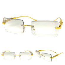 Classy Elegant Modern Contemporary Style SUNGLASSES Gold Rimless Frame 5150