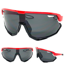 Oversized Retro Sporty Wrap Around Style SUNGLASSES Large Red Frame 80379
