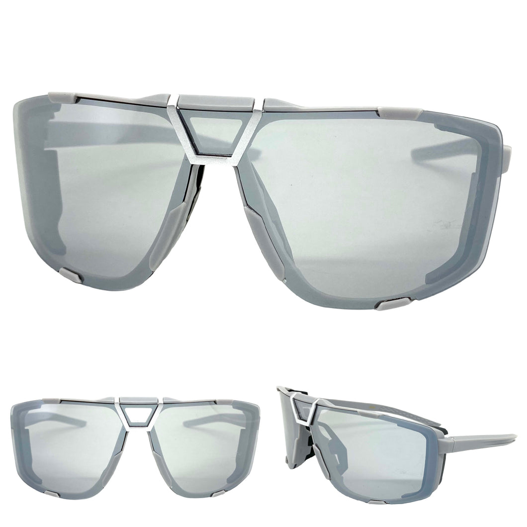 Classic Sporty Wrap Around Style SUNGLASSES Gray Frame 30547