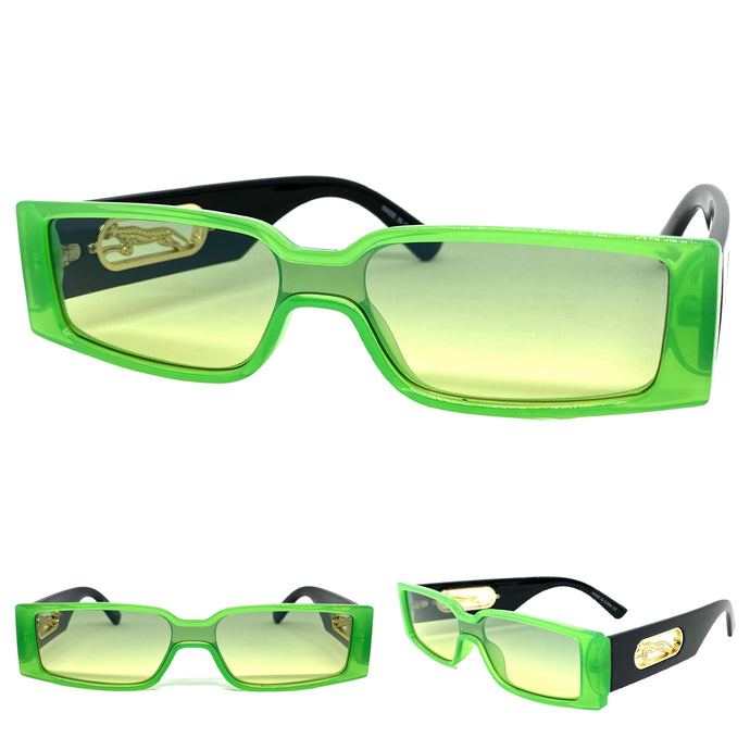 Classic Modern Contemporary Retro Style SUNGLASSES Green Frame E1859