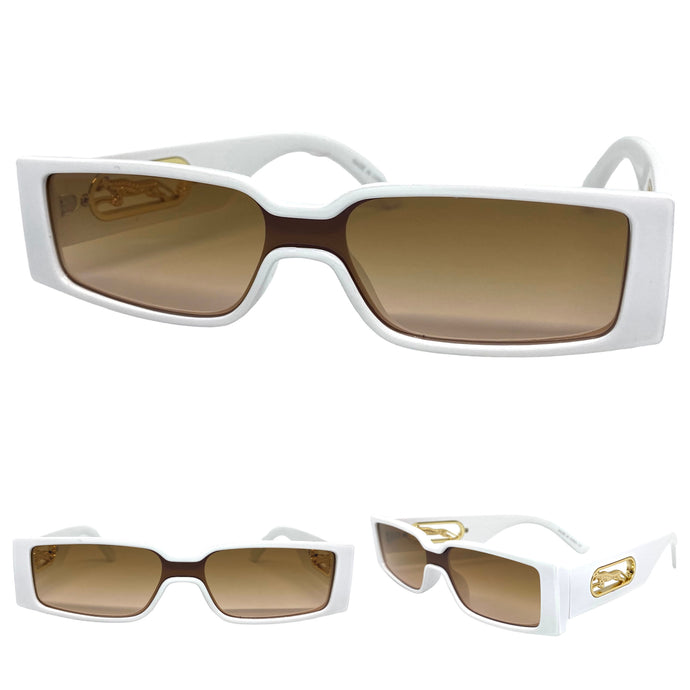 Classic Modern Contemporary Retro Style SUNGLASSES White Frame E1859