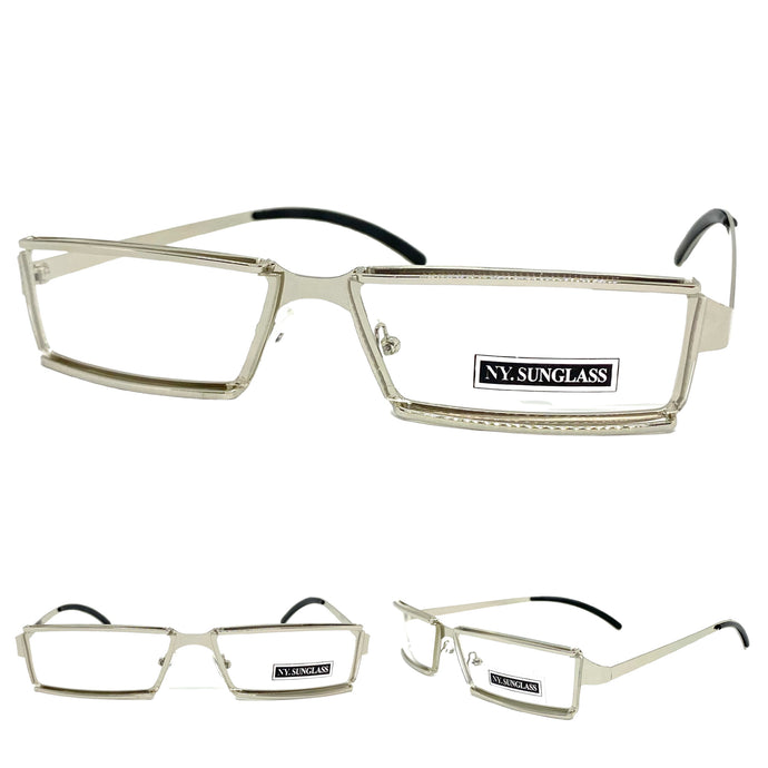Men's Classy Elegant Luxury Modern CLEAR LENS EYEGLASSES Silver Frame 5001