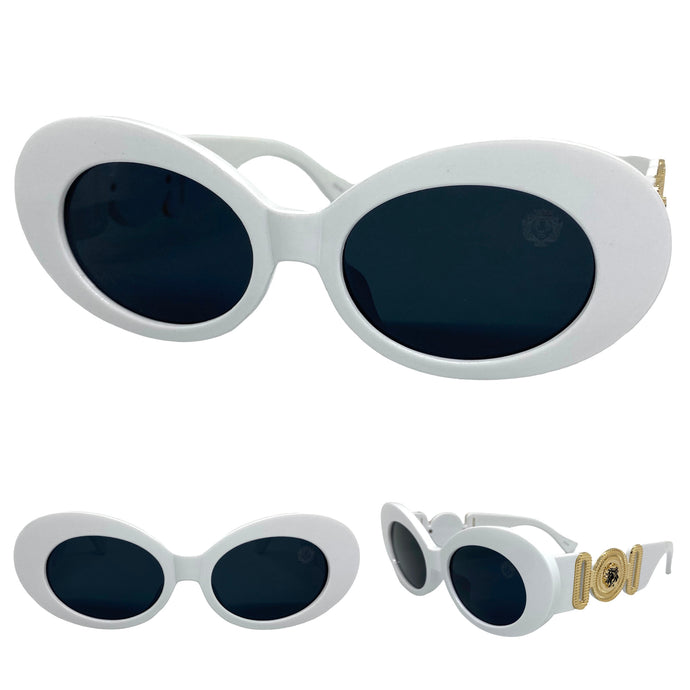 Oversized Exaggerated Retro Style SUNGLASSES Large Thick White Oval Frame 4078