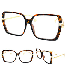 Classic Vintage Retro Style Clear Lens EYEGLASSES Square Tortoise & Gold Frame 89380