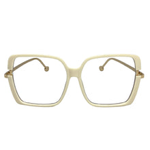 Classic Vintage Retro Style Clear Lens EYEGLASSES Square Cream & Gold Frame 89380