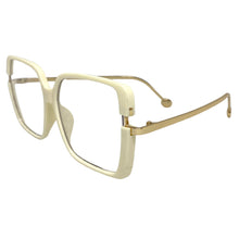 Classic Vintage Retro Style Clear Lens EYEGLASSES Square Cream & Gold Frame 89380