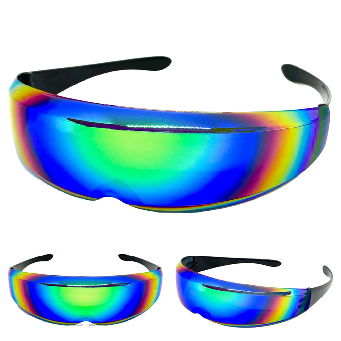 Space Futuristic Robotic Cyclops Shield Costume Party SUNGLASSES Thin Lens 30591