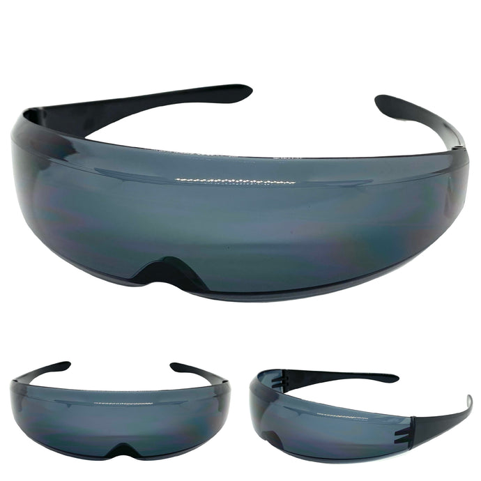 Space Futuristic Robotic Cyclops Shield Costume Party SUNGLASSES Dark Lens 30591