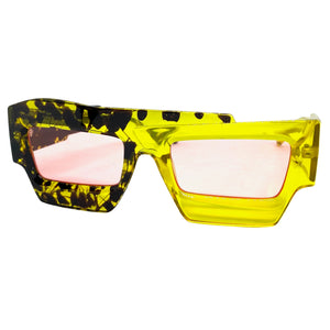 Classic Modern Retro Raver Party SUNGLASSES Funky Yellow Frame 2124