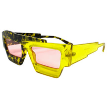 Classic Modern Retro Raver Party SUNGLASSES Funky Yellow Frame 2124