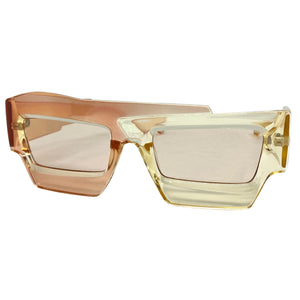 Classic Modern Retro Raver Party SUNGLASSES Funky Champagne Frame 2124