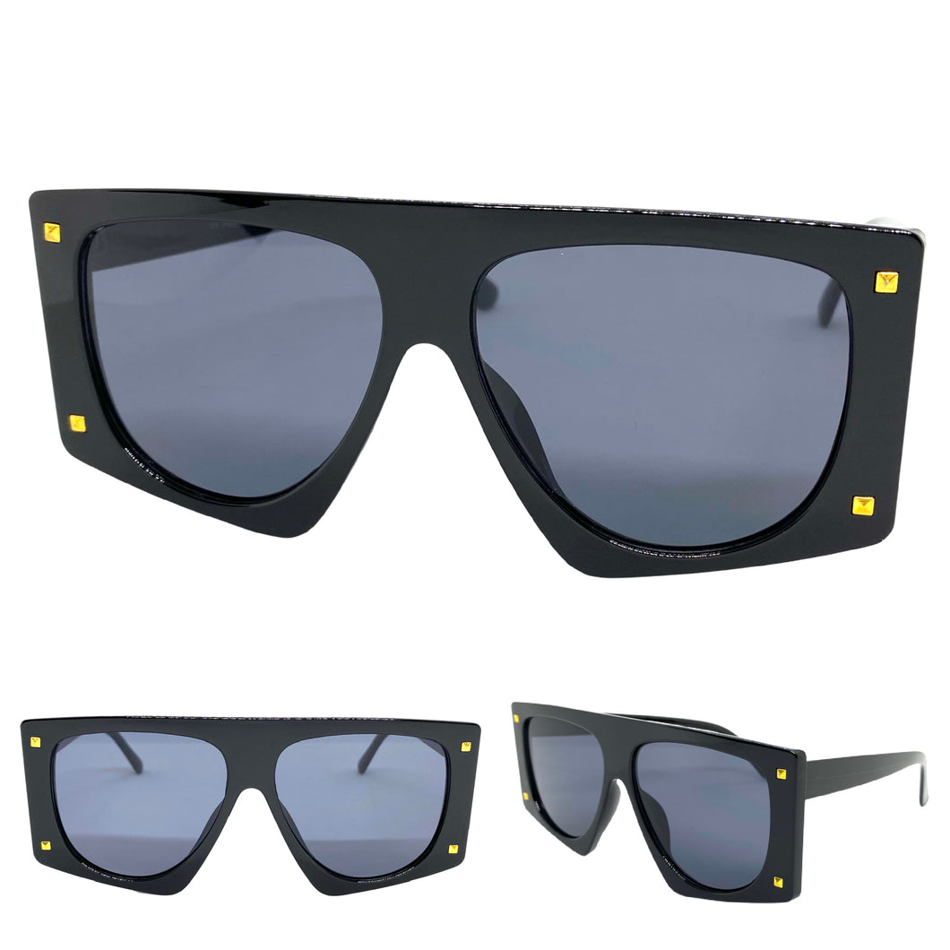 Oversized Modern Retro Style SUNGLASSES Large Black Frame 8288