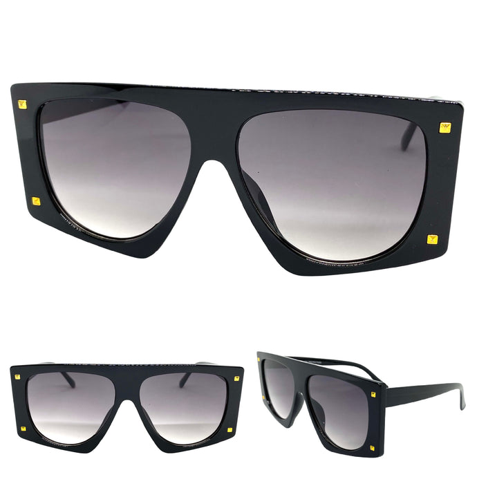 Oversized Modern Retro Style SUNGLASSES Large Black Frame 8288