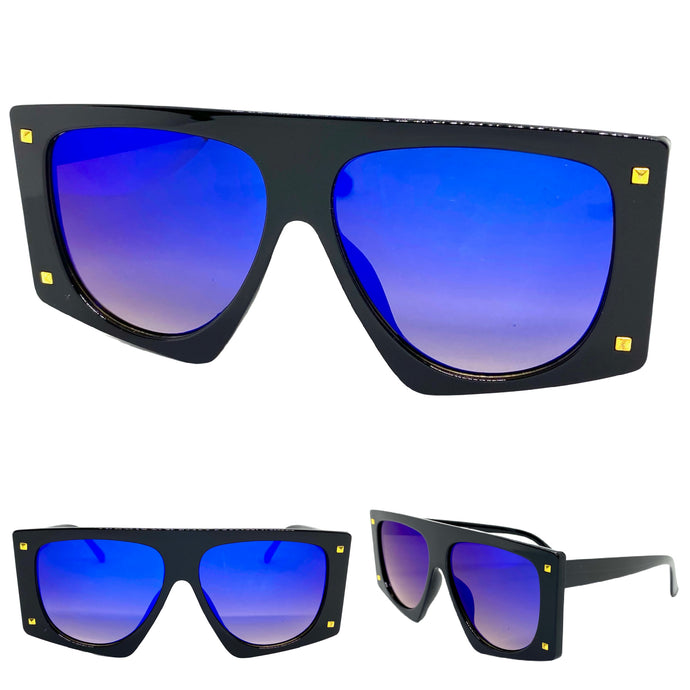 Oversized Modern Retro Style SUNGLASSES Large Black Frame 8288