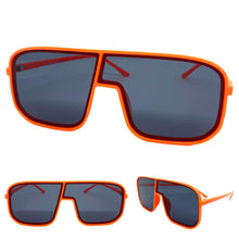 Oversized Modern Retro Shield Style SUNGLASSES Large Neon Orange Frame 58598