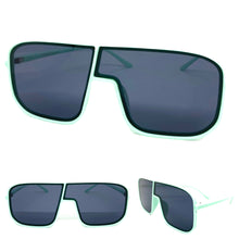 Oversized Modern Retro Shield Style SUNGLASSES Large Seafoam Green Frame 58598