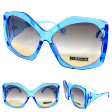 Oversized Vintage Retro Style SUNGLASSES Huge Blue Frame 9862