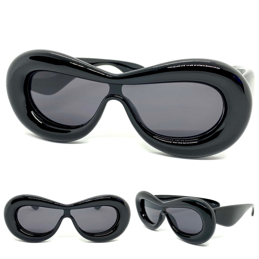 Oversized Exaggerated Modern Retro Style SUNGLASSES Funky Thick Black Frame 80488