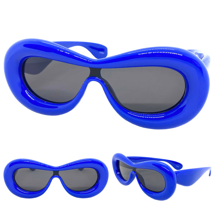 Oversized Exaggerated Modern Retro Style SUNGLASSES Funky Thick Blue Frame 80488