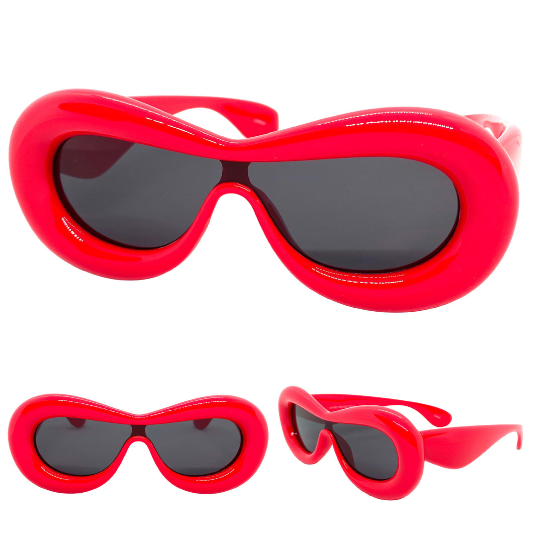 Oversized Exaggerated Modern Retro Style SUNGLASSES Funky Thick Red Frame 80488