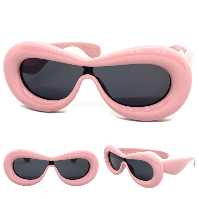 Oversized Exaggerated Modern Retro Style SUNGLASSES Funky Thick Pink Frame 80488