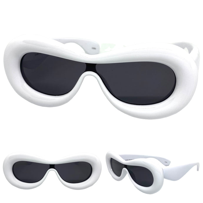 Oversized Exaggerated Modern Retro Style SUNGLASSES Funky Thick White Frame 80488