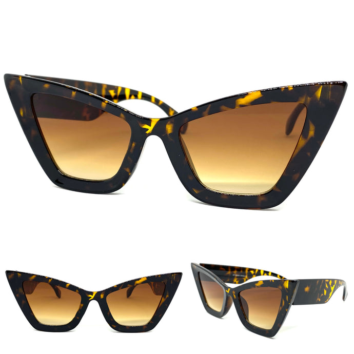 Oversized Vintage Retro Cat Eye Style SUNGLASSES Tortoise Frame 48922