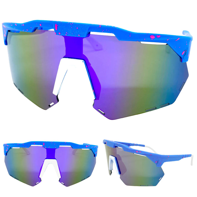 Oversized Retro Sporty Wrap Around Style SUNGLASSES Large Frame 58934