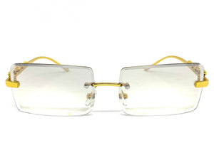 Classy Elegant Modern Contemporary Style SUNGLASSES Gold Rimless Frame 5150