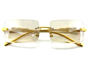 Classy Elegant Modern Contemporary Style SUNGLASSES Gold Rimless Frame 5150