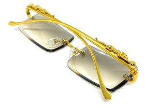 Classy Elegant Modern Contemporary Style SUNGLASSES Gold Rimless Frame 5150