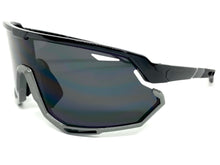 Oversized Retro Sporty Wrap Around Style SUNGLASSES Large Black Frame 80379