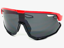 Oversized Retro Sporty Wrap Around Style SUNGLASSES Large Red Frame 80379