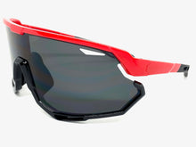 Oversized Retro Sporty Wrap Around Style SUNGLASSES Large Red Frame 80379