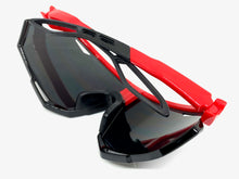Oversized Retro Sporty Wrap Around Style SUNGLASSES Large Red Frame 80379