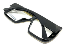 Women's Oversized Modern Retro Shield Style Clear Lens EYEGLASSES Large Black Frame 2642
