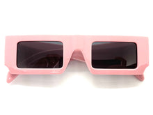 Classic Vintage Retro Style SUNGLASSES Thick Rectangular Pink Frame 80308