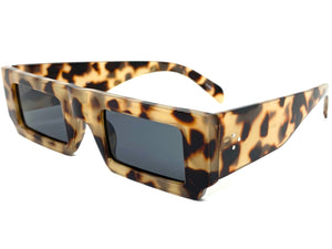 Classic Vintage Retro Style SUNGLASSES Thick Rectangular Leopard Frame 80308