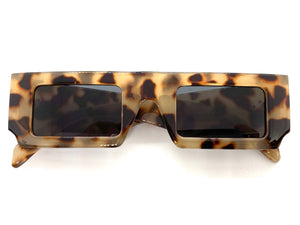 Classic Vintage Retro Style SUNGLASSES Thick Rectangular Leopard Frame 80308