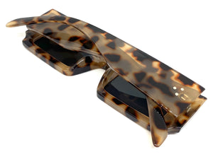 Classic Vintage Retro Style SUNGLASSES Thick Rectangular Leopard Frame 80308