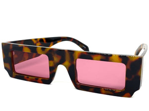 Classic Vintage Retro Style SUNGLASSES Thick Rectangular Leopard Frame 80308