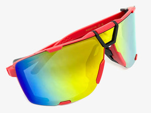 Classic Sporty Wrap Around Style SUNGLASSES Red Frame 30547