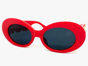 Oversized Exaggerated Retro Style SUNGLASSES Large Thick Red Oval Frame 4078