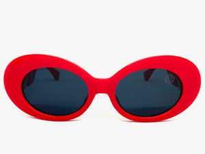 Oversized Exaggerated Retro Style SUNGLASSES Large Thick Red Oval Frame 4078