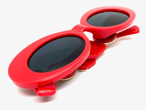 Oversized Exaggerated Retro Style SUNGLASSES Large Thick Red Oval Frame 4078