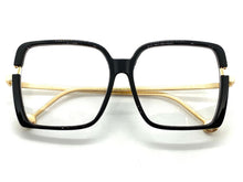 Classic Vintage Retro Style Clear Lens EYEGLASSES Square Black & Gold Frame 89380