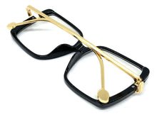 Classic Vintage Retro Style Clear Lens EYEGLASSES Square Black & Gold Frame 89380